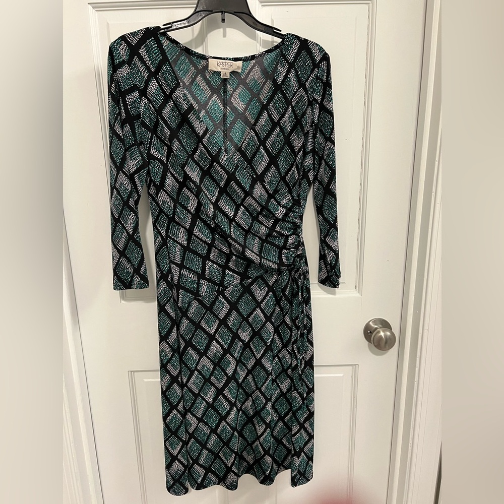 Kasper Green Geometric Print Dress
